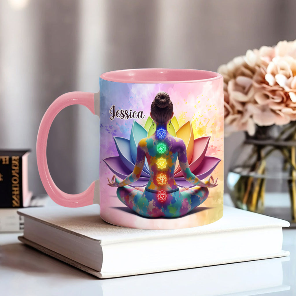 Let That Sht Go - Personalized Yoga Accent Mug