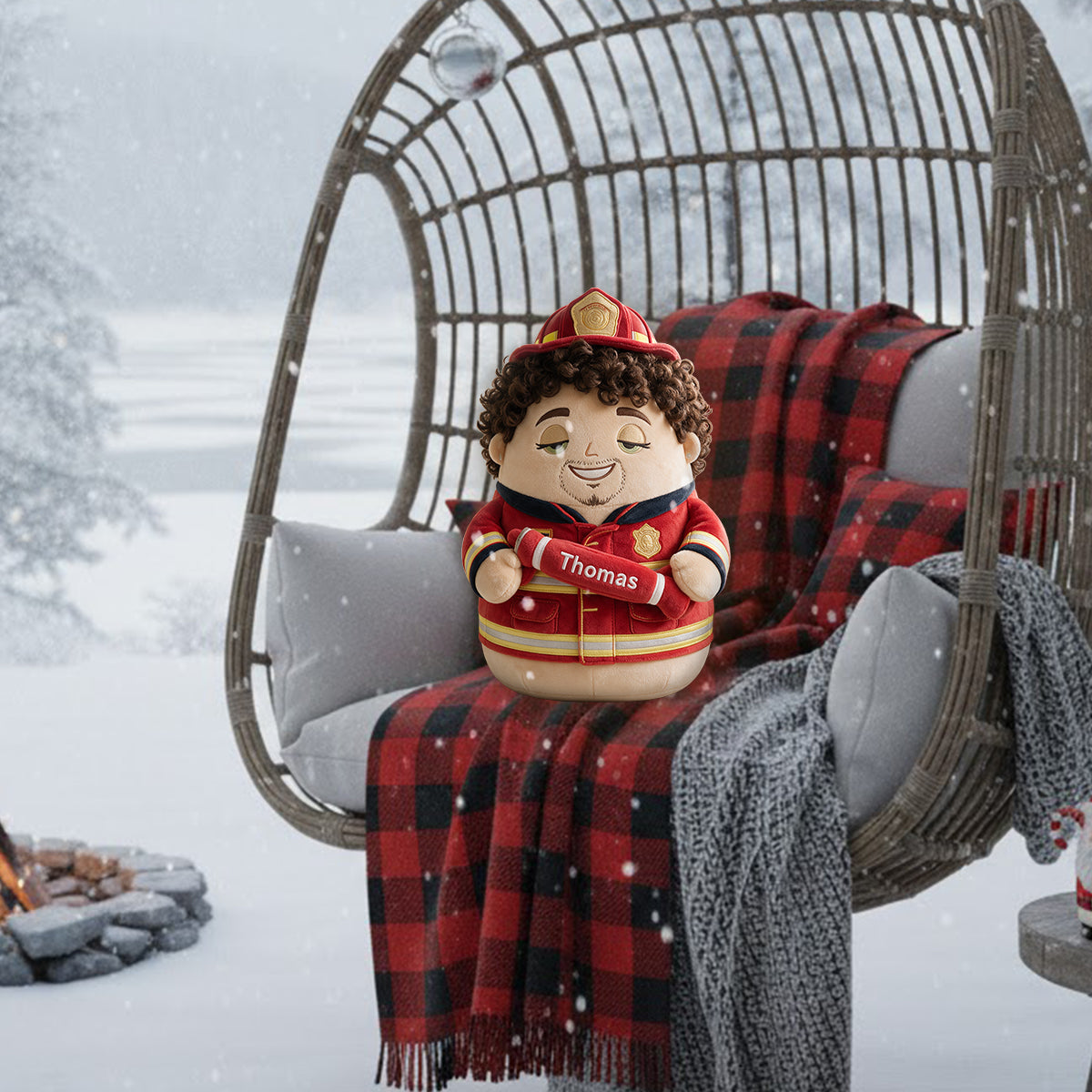 Custom From Any Photo, Any Job - Personalized Firefighter Premium Faux Fur Pillow