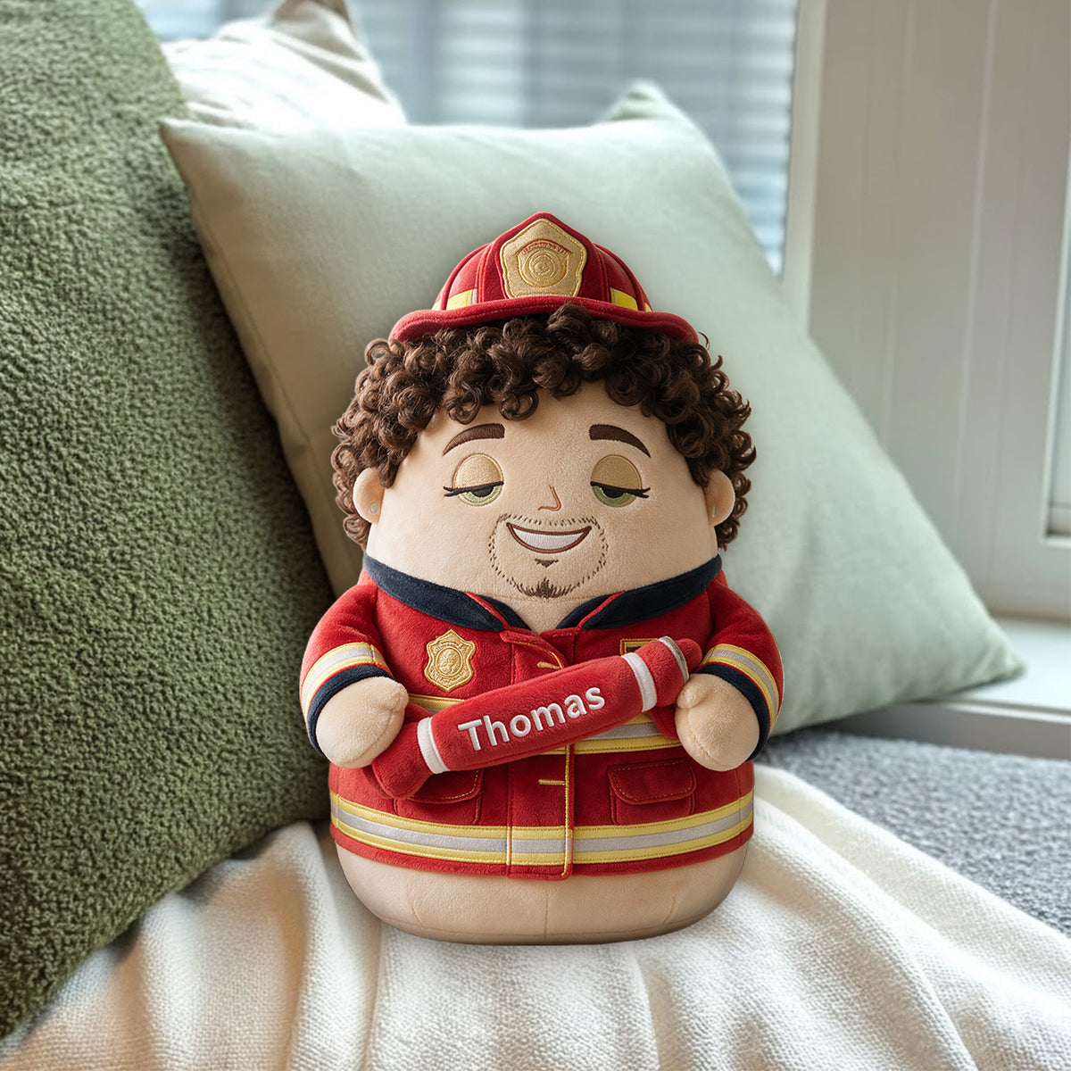 Custom From Any Photo, Any Job - Personalized Firefighter Premium Faux Fur Pillow