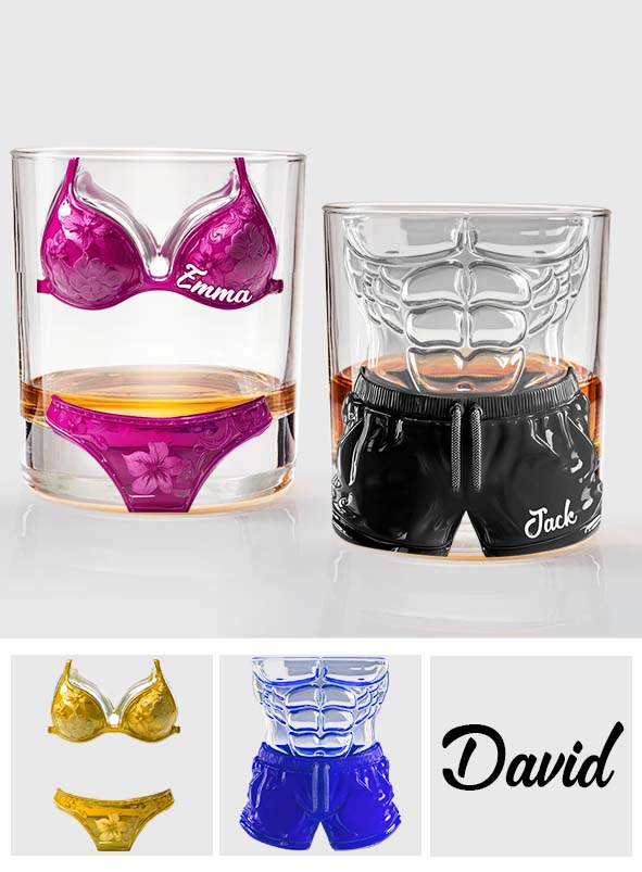 Lustiges Pärchen – personalisiertes Whiskyglas für Paare