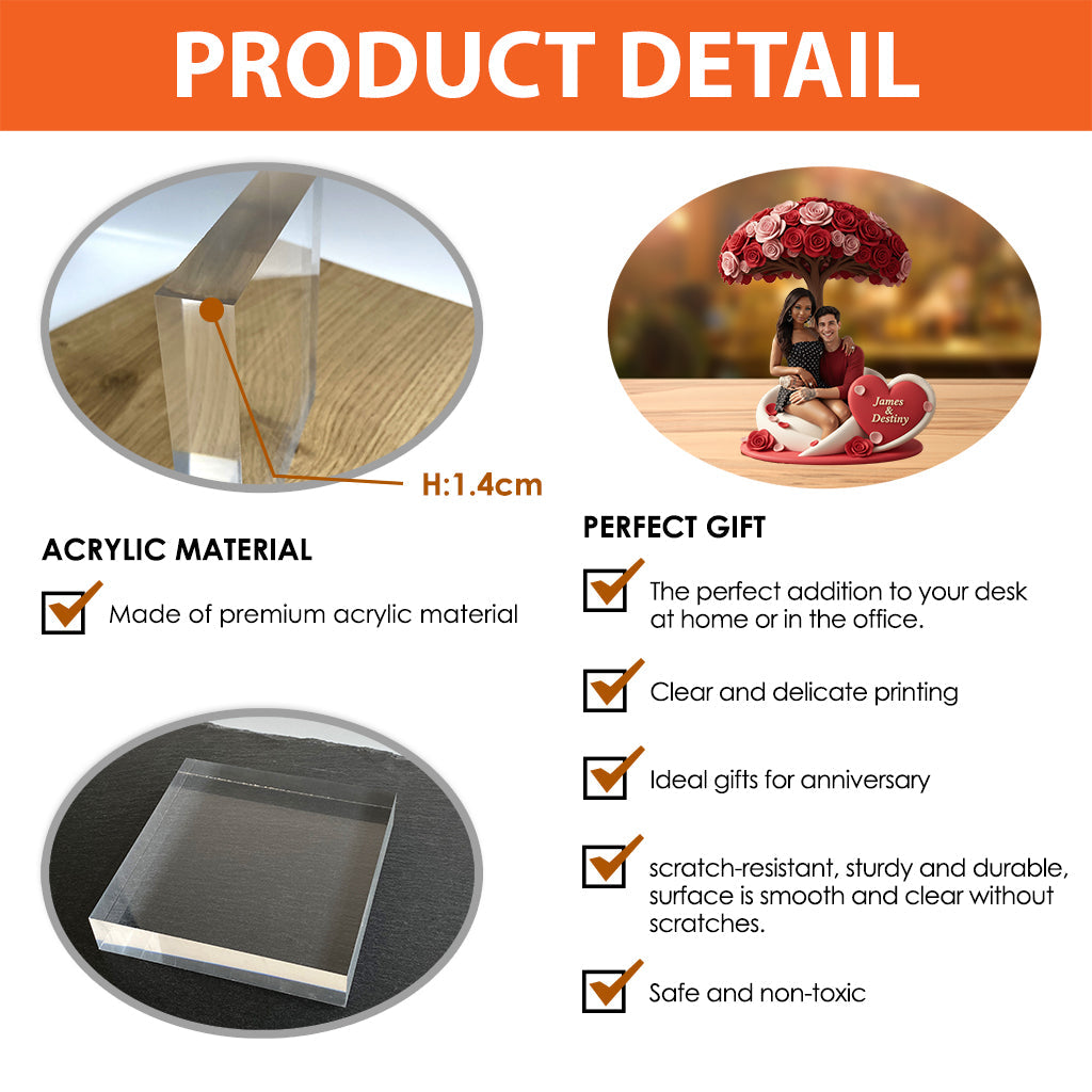 Individuell gestaltete Acrylplakette für Paare nach Foto – Personalisierte Acrylplakette in individueller Form