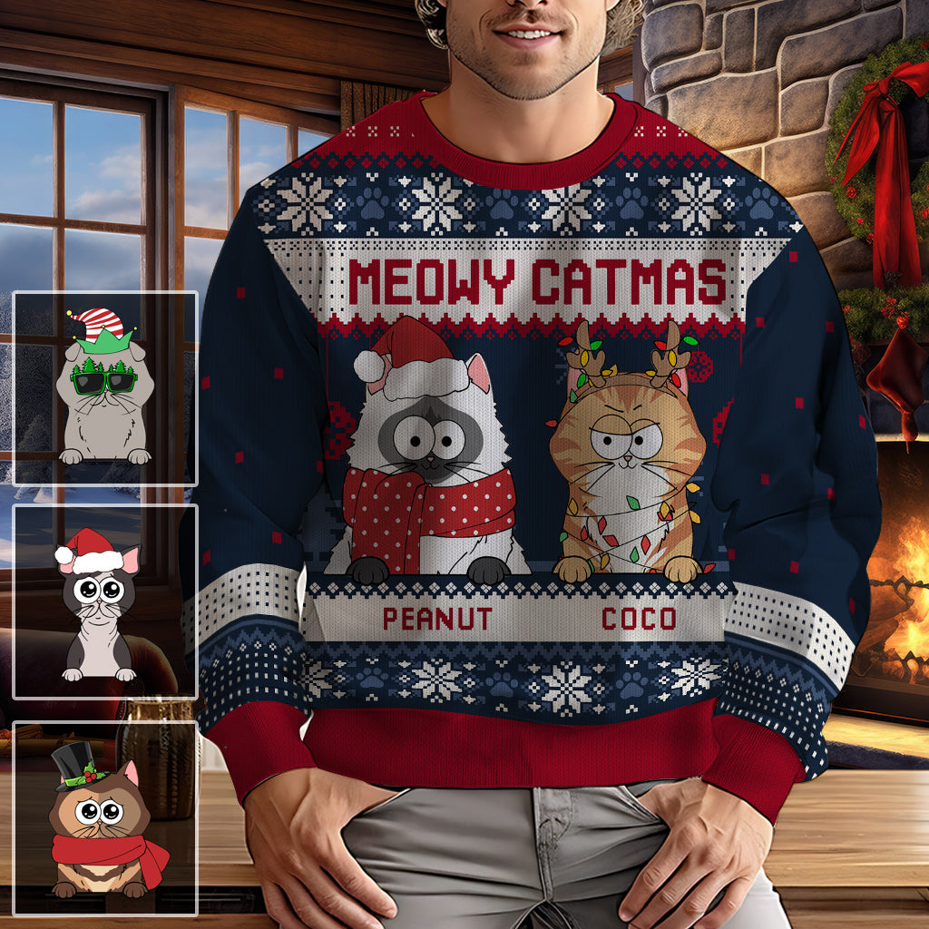 Miau-Katzenweihnachten – Personalisierter Katzenpullover