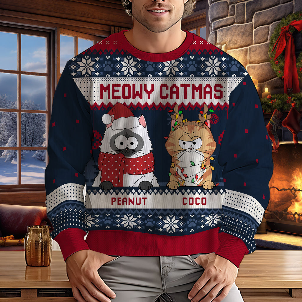 Miau-Katzenweihnachten – Personalisierter Katzenpullover