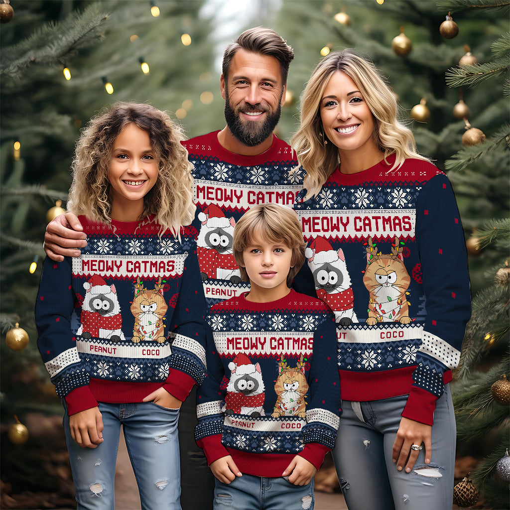 Miau-Katzenweihnachten – Personalisierter Katzenpullover