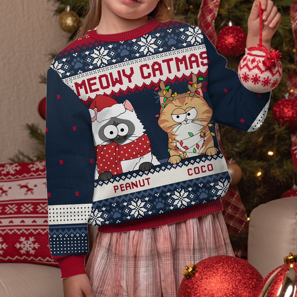 Miau-Katzenweihnachten – Personalisierter Katzenpullover