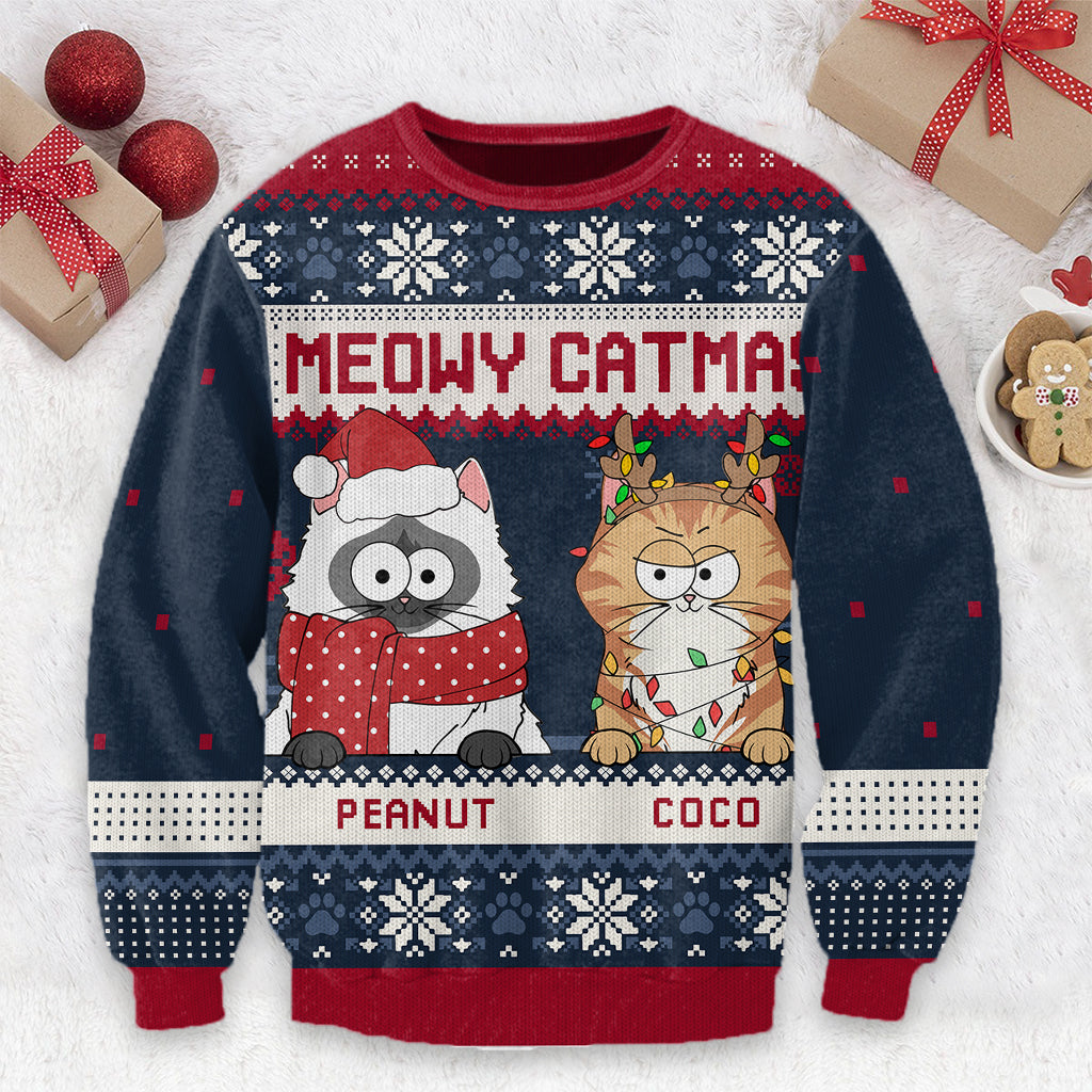 Miau-Katzenweihnachten – Personalisierter Katzenpullover