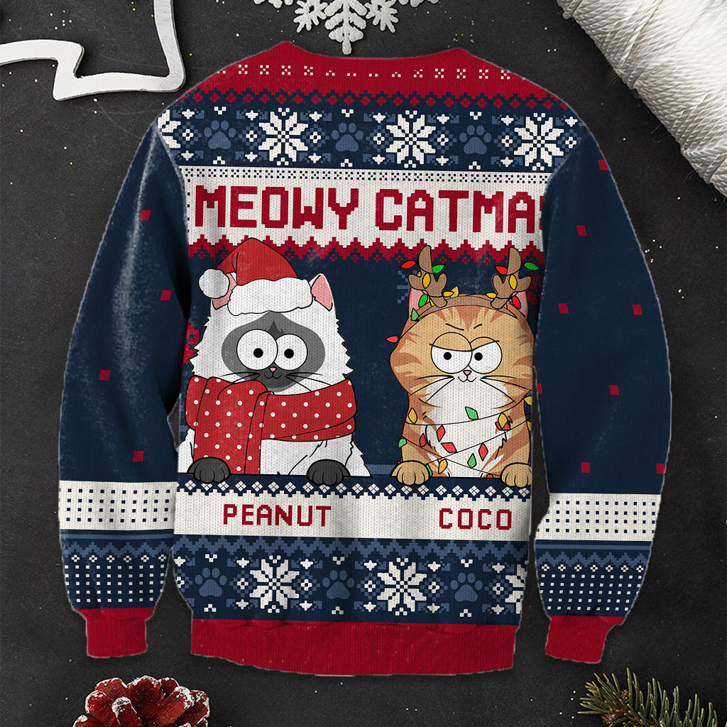 Miau-Katzenweihnachten – Personalisierter Katzenpullover