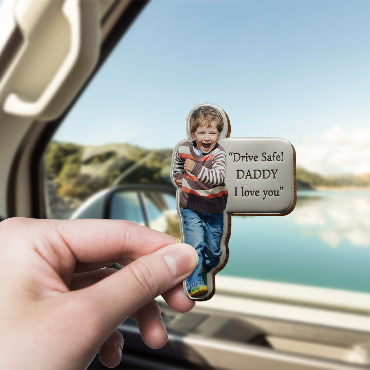 Drive Safe, Love You - Personalized Father Shaped Car Visor Clip