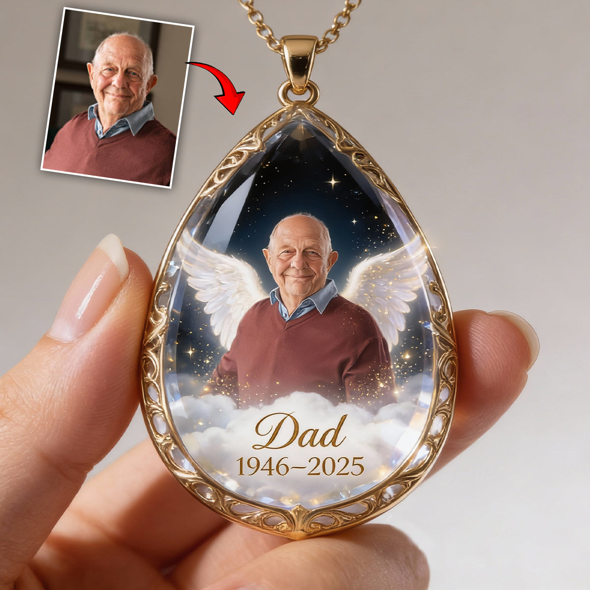 Ich vermisse dich – Personalisierte Gedenk-Halskette mit Anhänger aus Metall