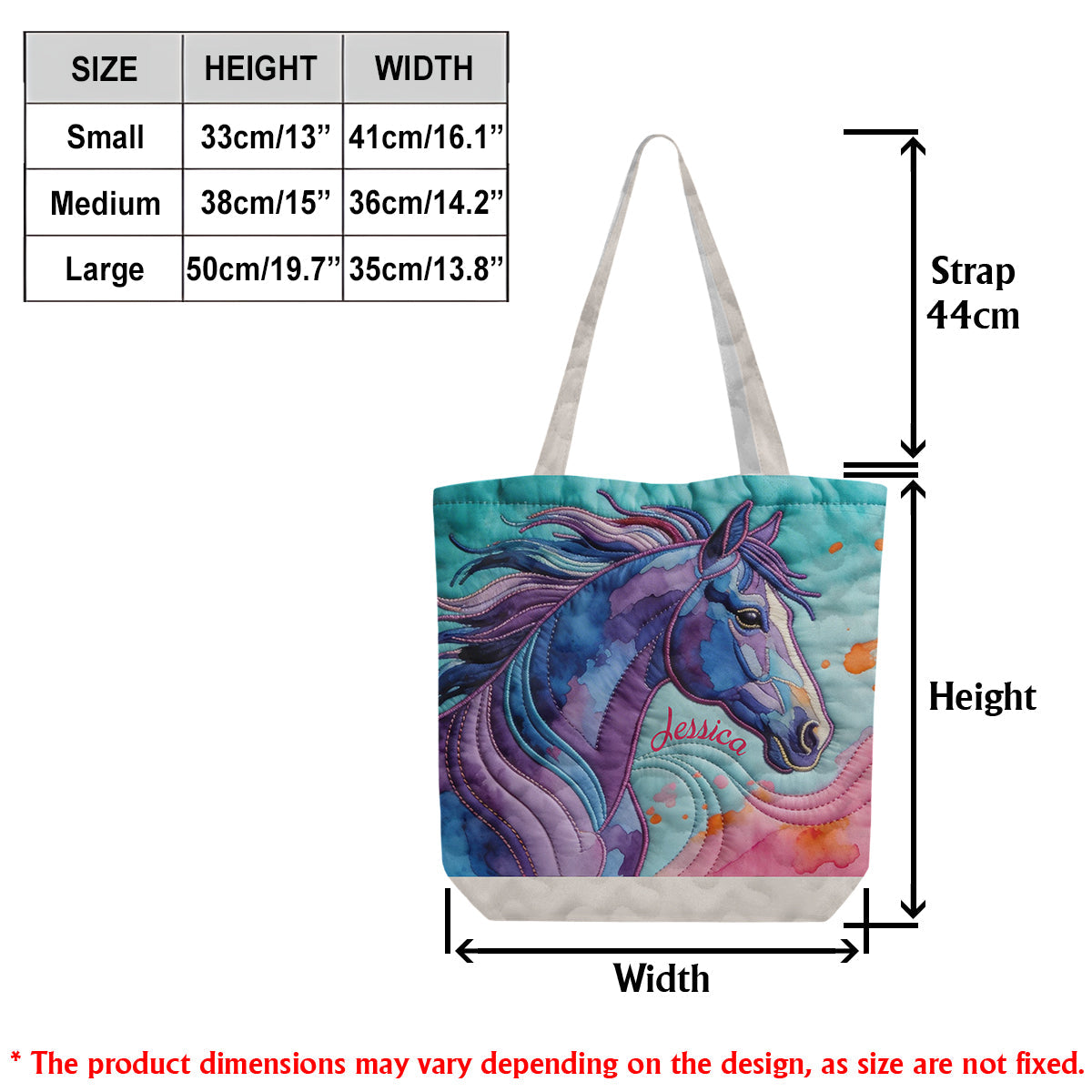 Colorful Horse - Personalized Horse Quilted Tote Bag