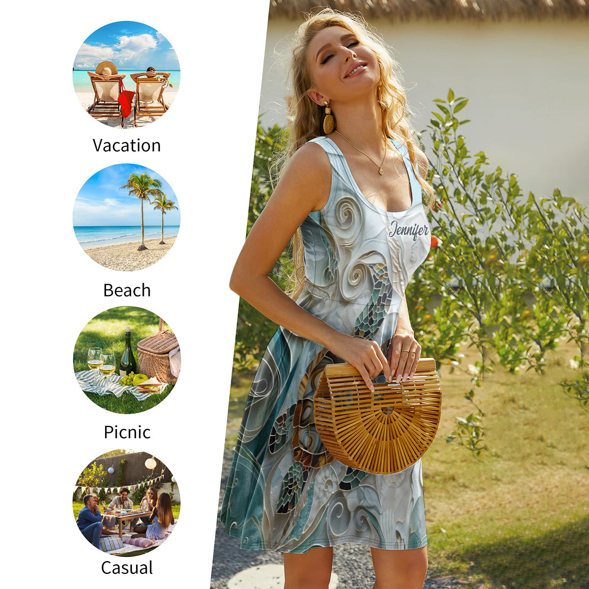 Salty Lil' Beach - Personalisiertes ärmelloses Schildkrötenkleid