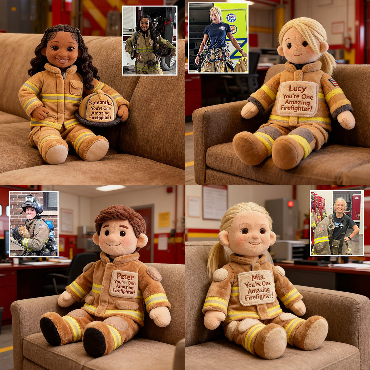 Du bist ein großartiger Feuerwehrmann/eine großartige Feuerwehrfrau – Personalisiertes Premium-Kissen aus Kunstfell für Feuerwehrleute