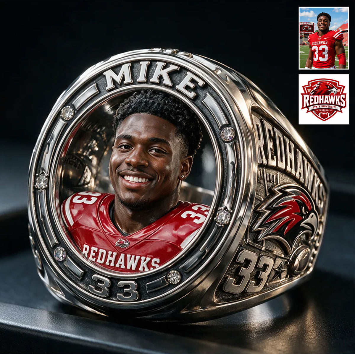 The MVP Ring, Champion Ring - Personalized Football Signet Ring