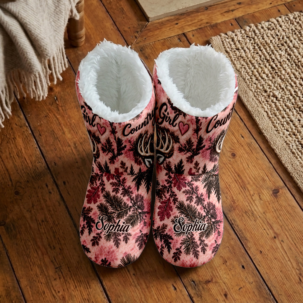 Country Girl - Personalized Hunting Faux Fur Boot Slippers