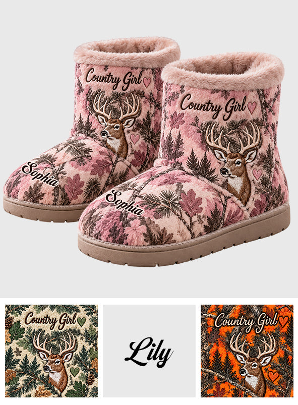 Country Girl - Personalized Hunting Faux Fur Boot Slippers