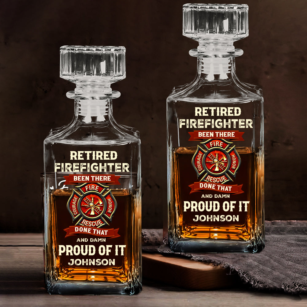 Retired Firefighter - Personalized Firefighter Whiskey Decanter Set