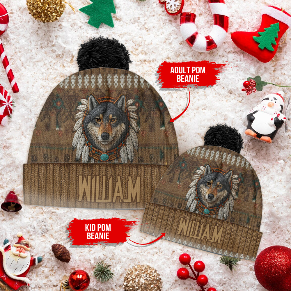 Indianischer Wolf - Personalisierte Indianer-Mütze