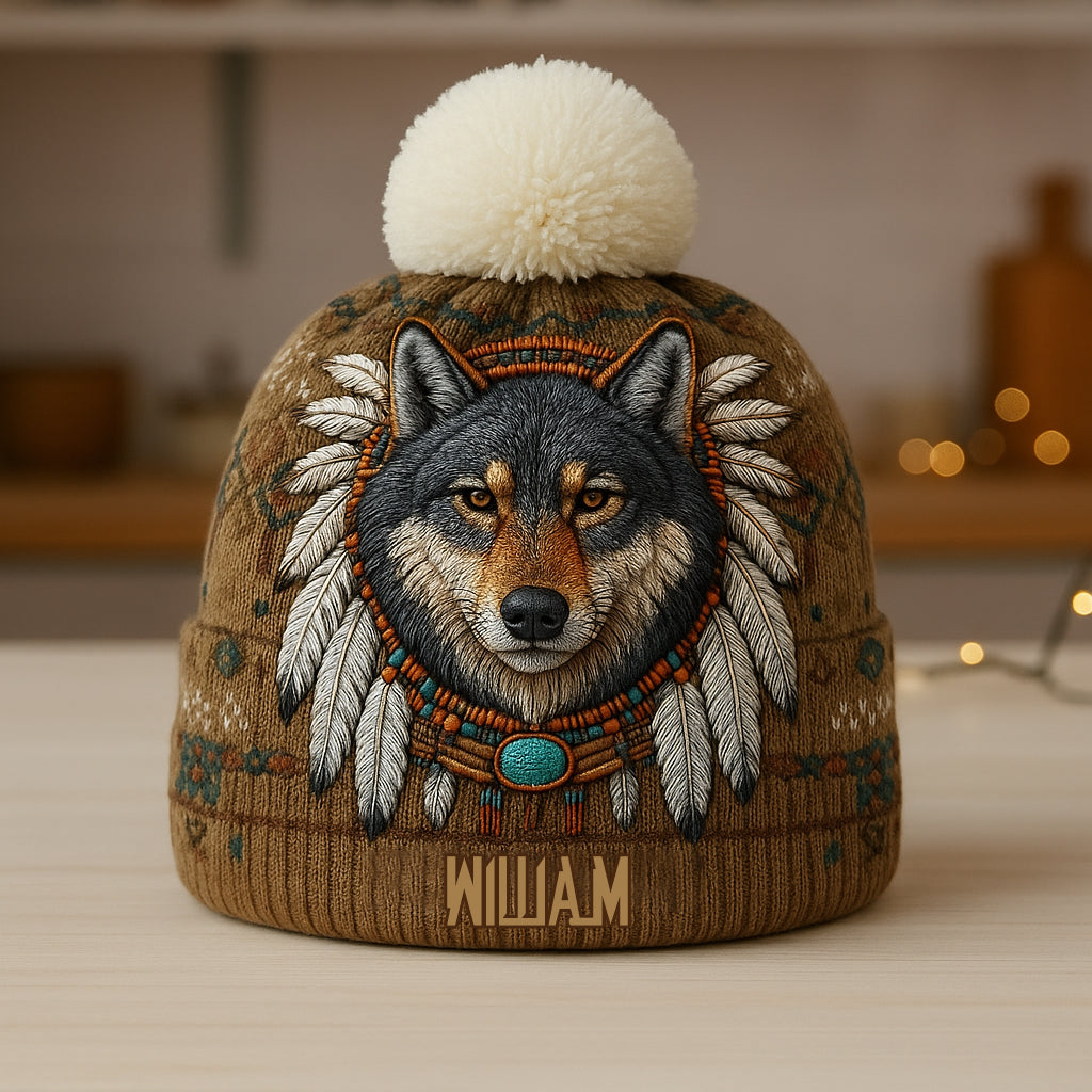 Indianischer Wolf - Personalisierte Indianer-Mütze