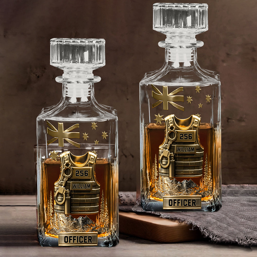 Serve And Protect - Personalized Police Officer Whiskey Decanter Set