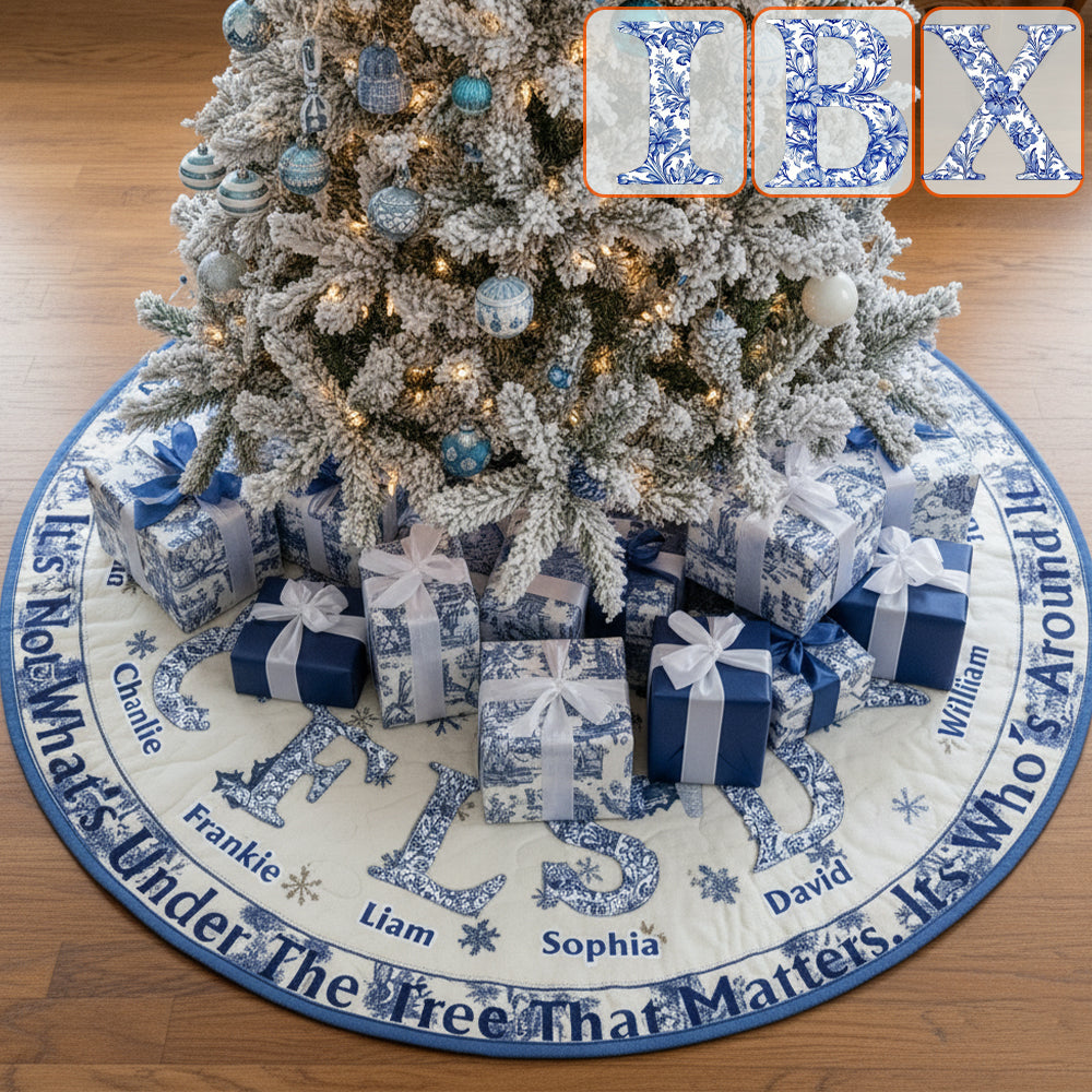 Toile De Jour Family Initial Custom - Personalized Family Tree Skirt