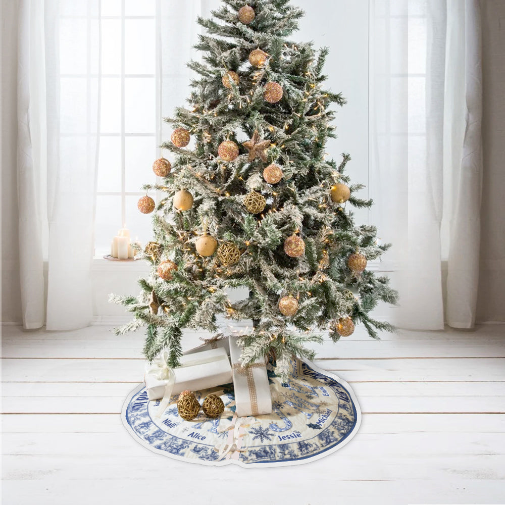 Toile De Jour Family Initial Custom - Personalized Family Tree Skirt