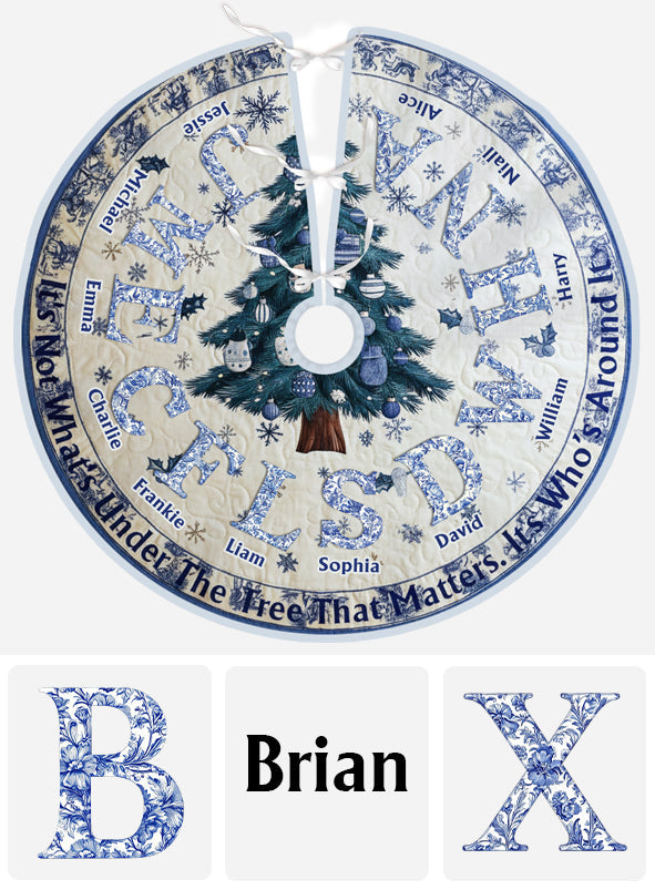 Toile De Jour Family Initial Custom - Personalized Family Tree Skirt