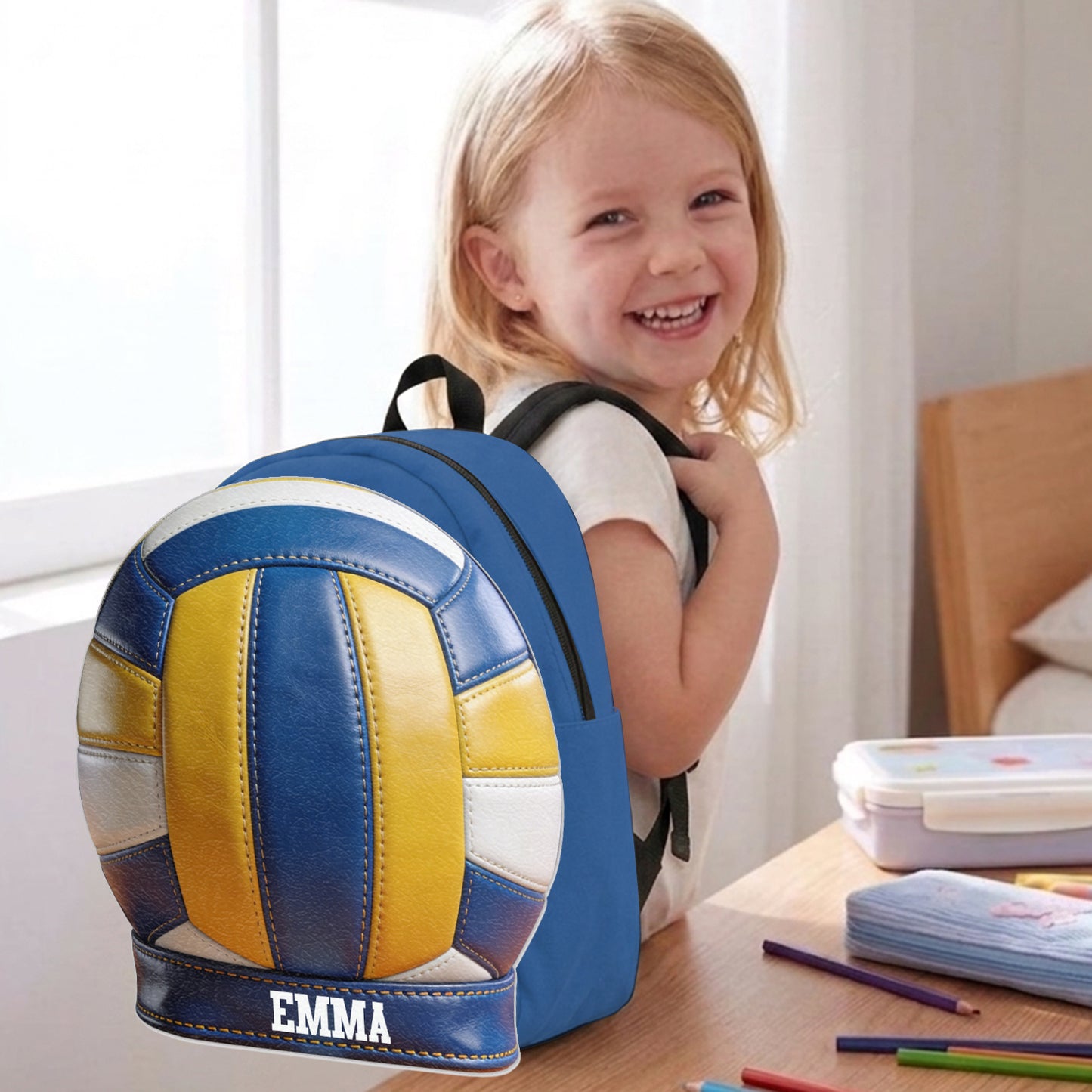 Love Volleyball - Personalized Volleyball Changeable Leather Patch Backpack