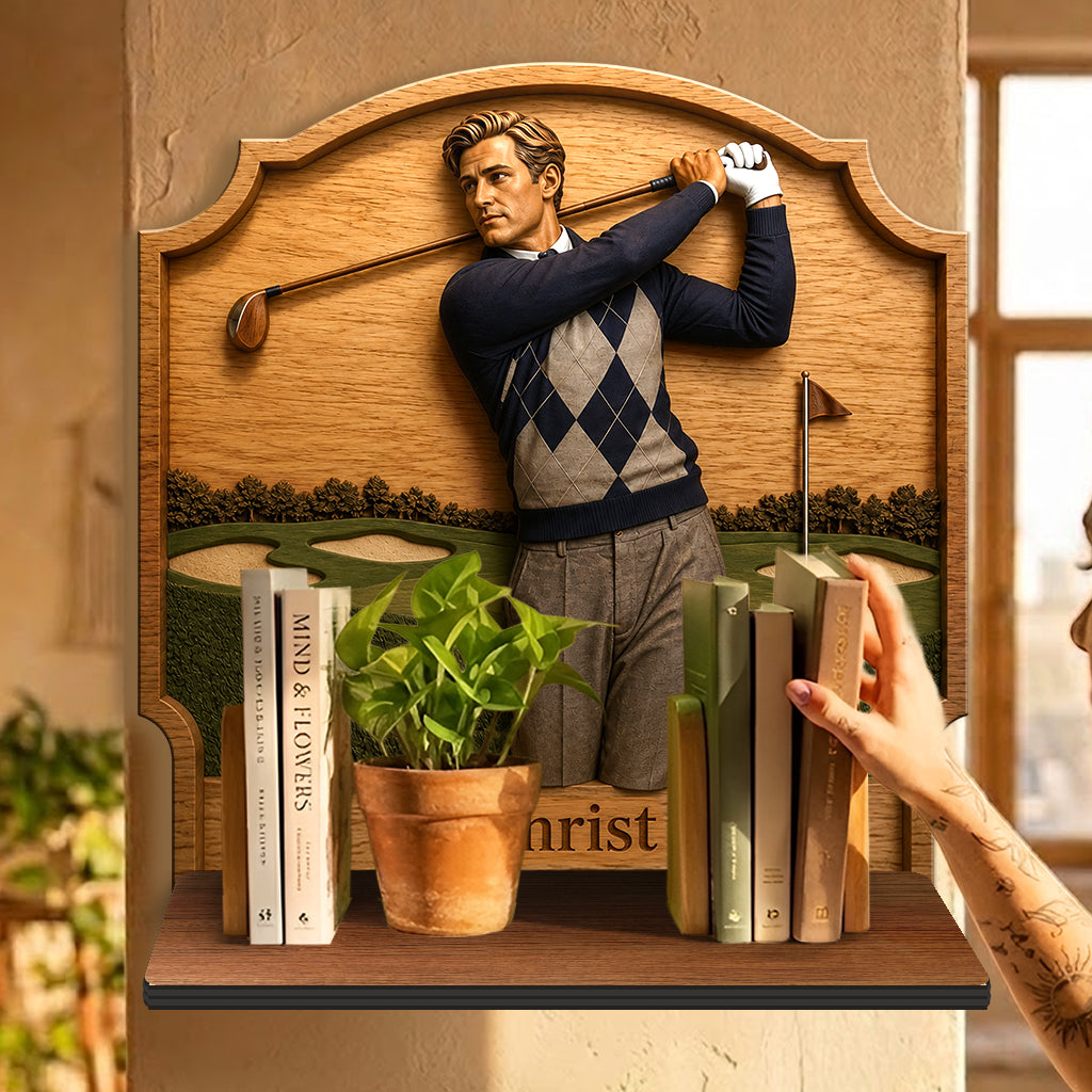 The Champion - Personalized Golf Wooden Floating Shelf