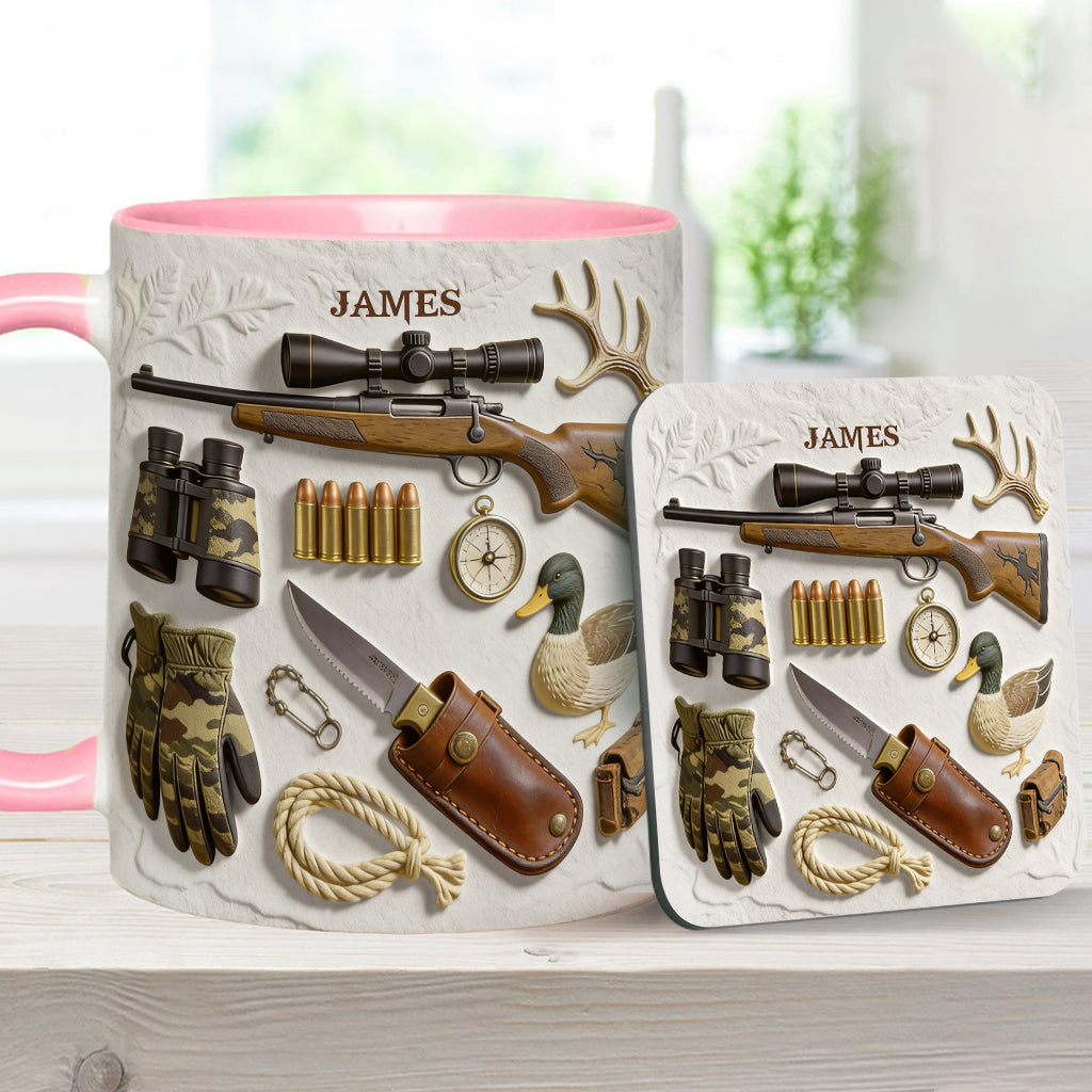 Liebe zur Jagd – Personalisierte Tasse und Untersetzer mit Jagdmotiv