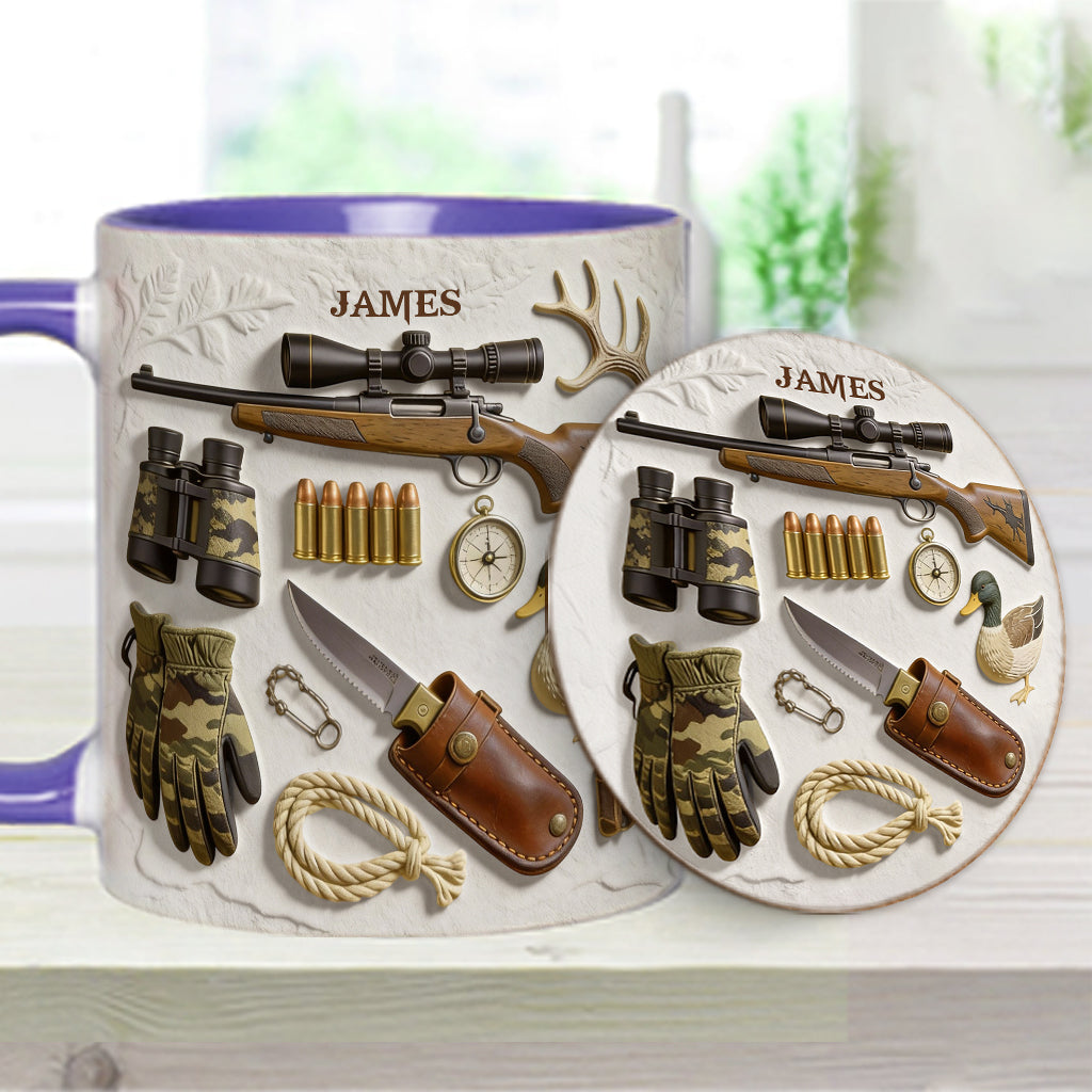 Liebe zur Jagd – Personalisierte Tasse und Untersetzer mit Jagdmotiv