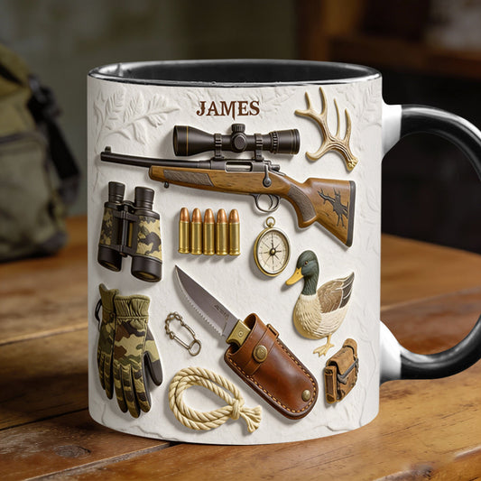 Liebe zur Jagd – Personalisierte Tasse und Untersetzer mit Jagdmotiv