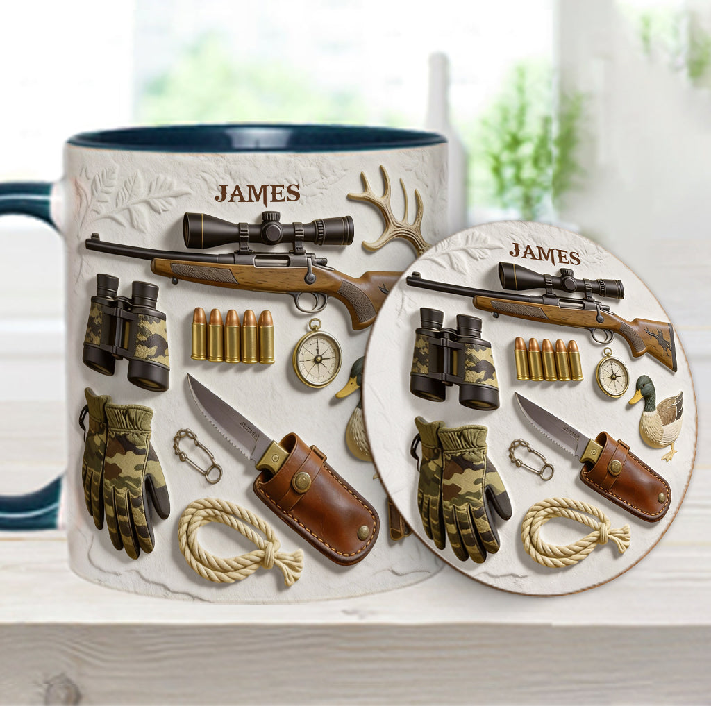 Liebe zur Jagd – Personalisierte Tasse und Untersetzer mit Jagdmotiv