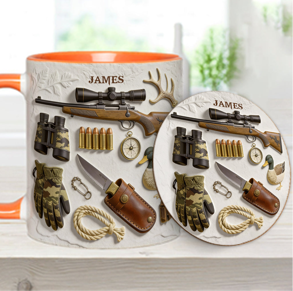 Liebe zur Jagd – Personalisierte Tasse und Untersetzer mit Jagdmotiv