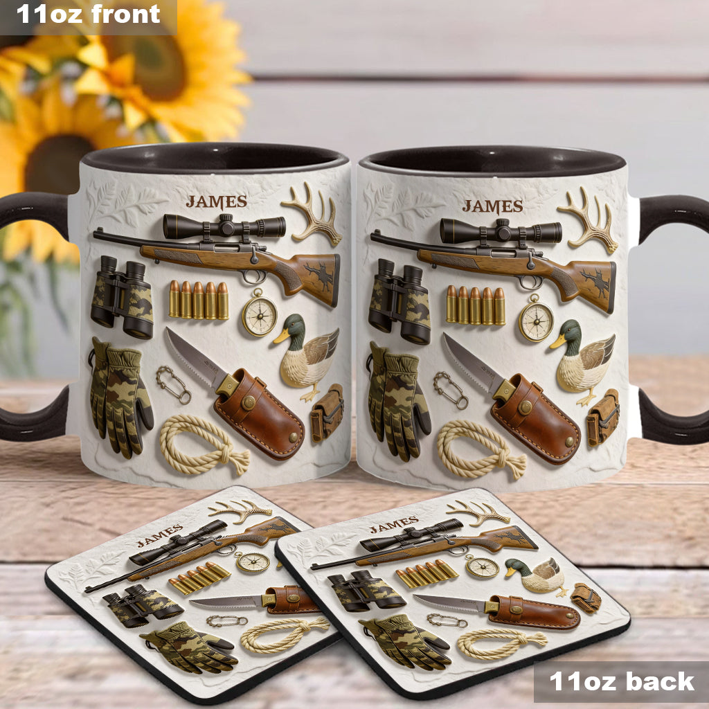 Liebe zur Jagd – Personalisierte Tasse und Untersetzer mit Jagdmotiv