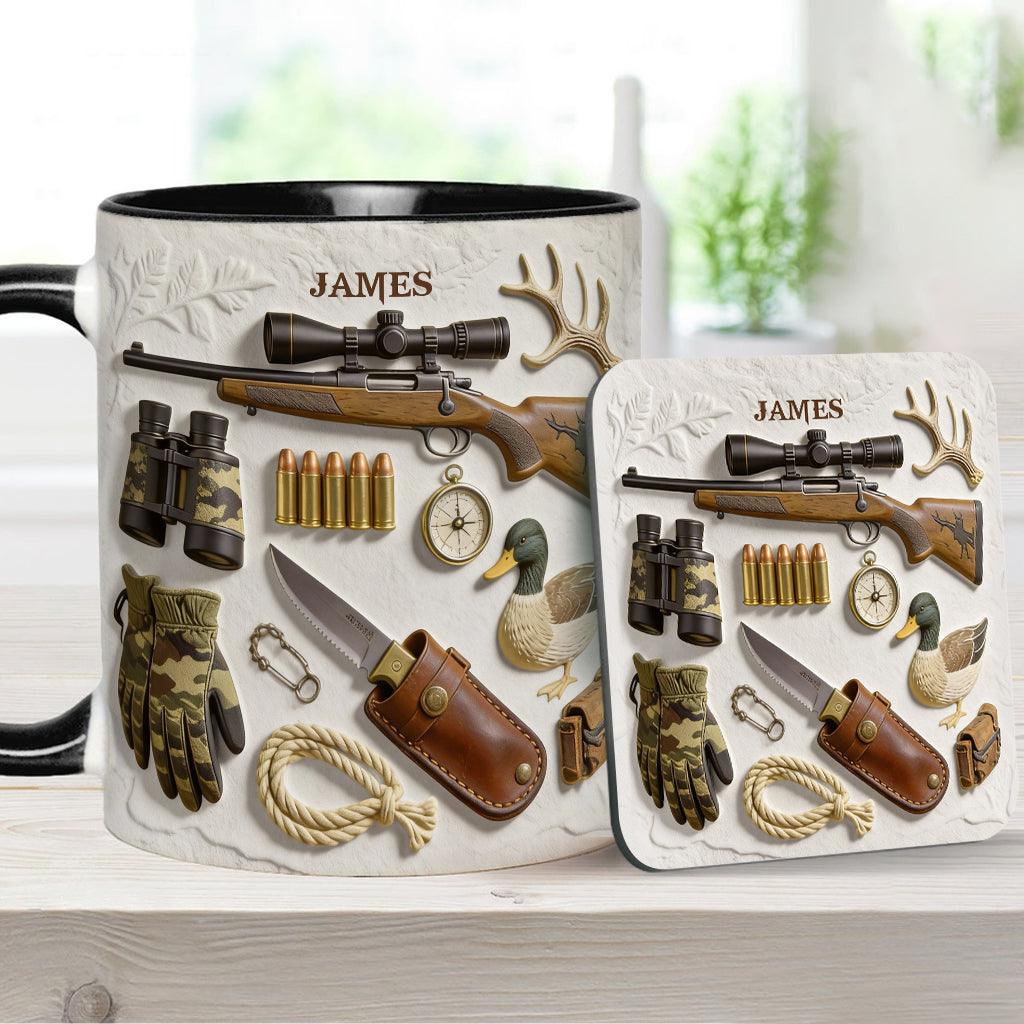 Liebe zur Jagd – Personalisierte Tasse und Untersetzer mit Jagdmotiv