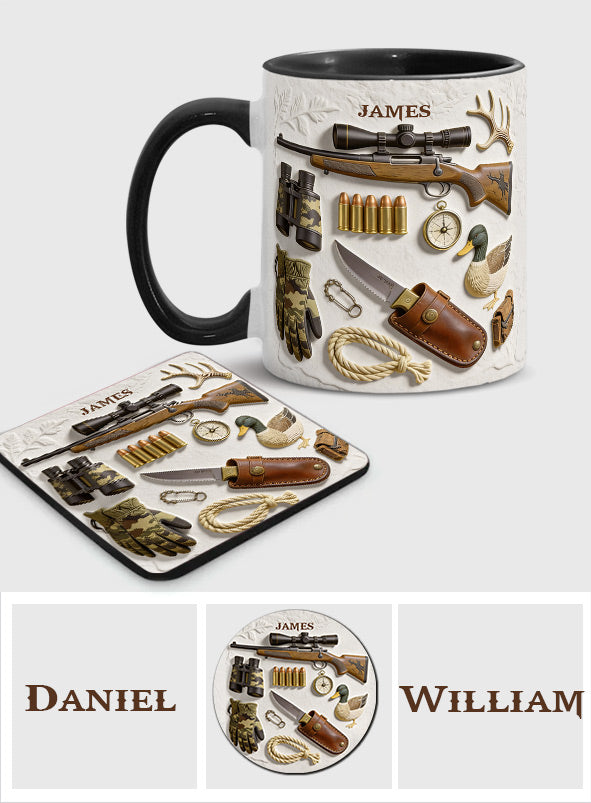 Liebe zur Jagd – Personalisierte Tasse und Untersetzer mit Jagdmotiv