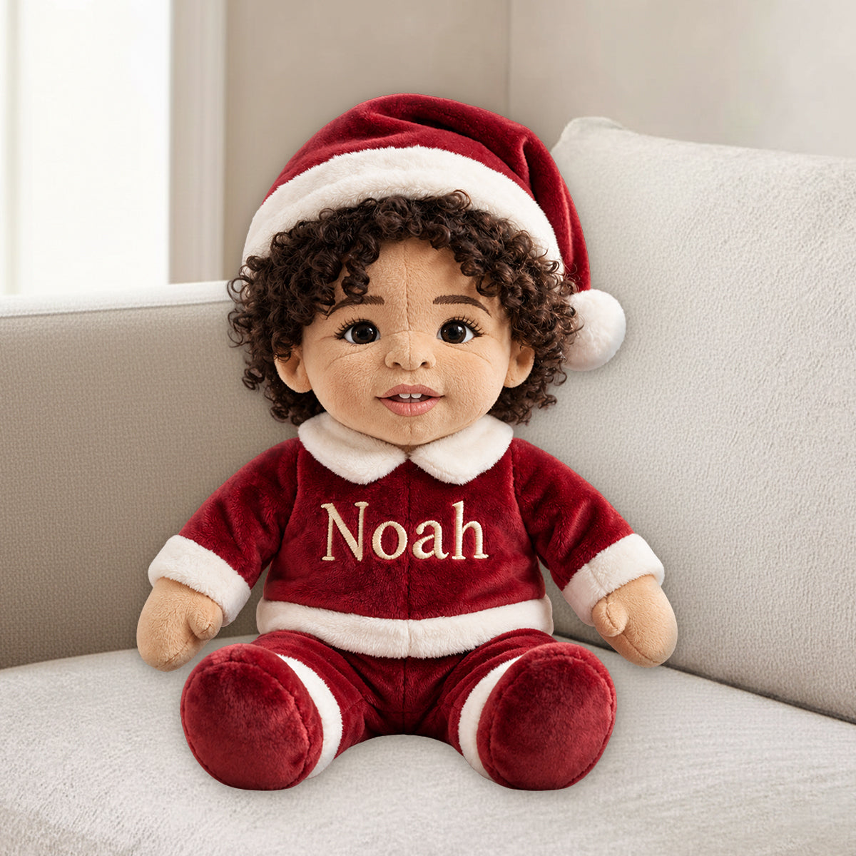 Frohe Weihnachten Kostüm - Personalisierter Premium Kunstfell Kissen für Kinder