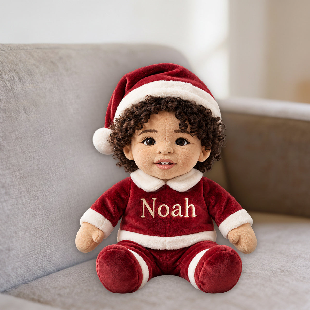 Frohe Weihnachten Kostüm - Personalisierter Premium Kunstfell Kissen für Kinder