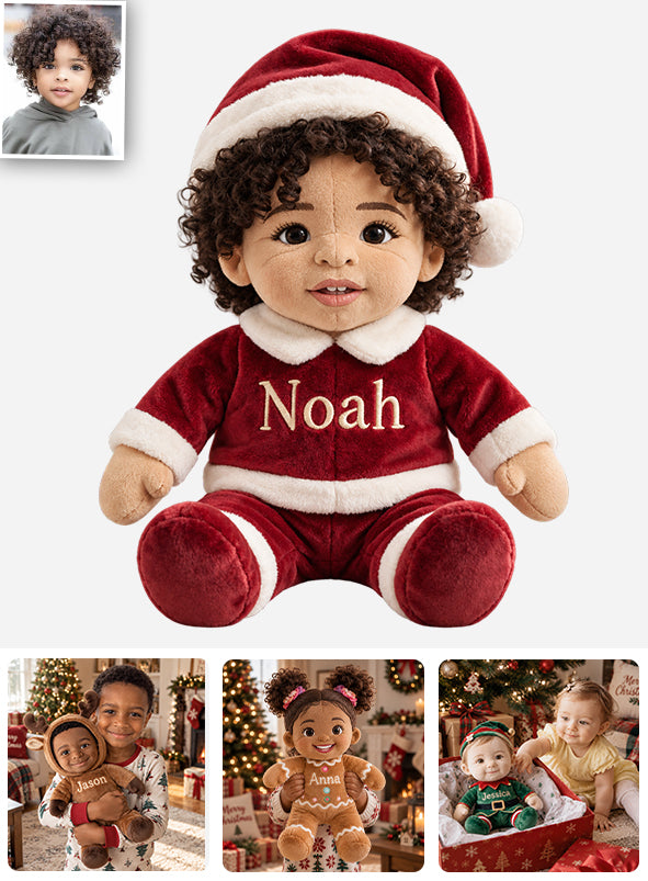 Frohe Weihnachten Kostüm - Personalisierter Premium Kunstfell Kissen für Kinder