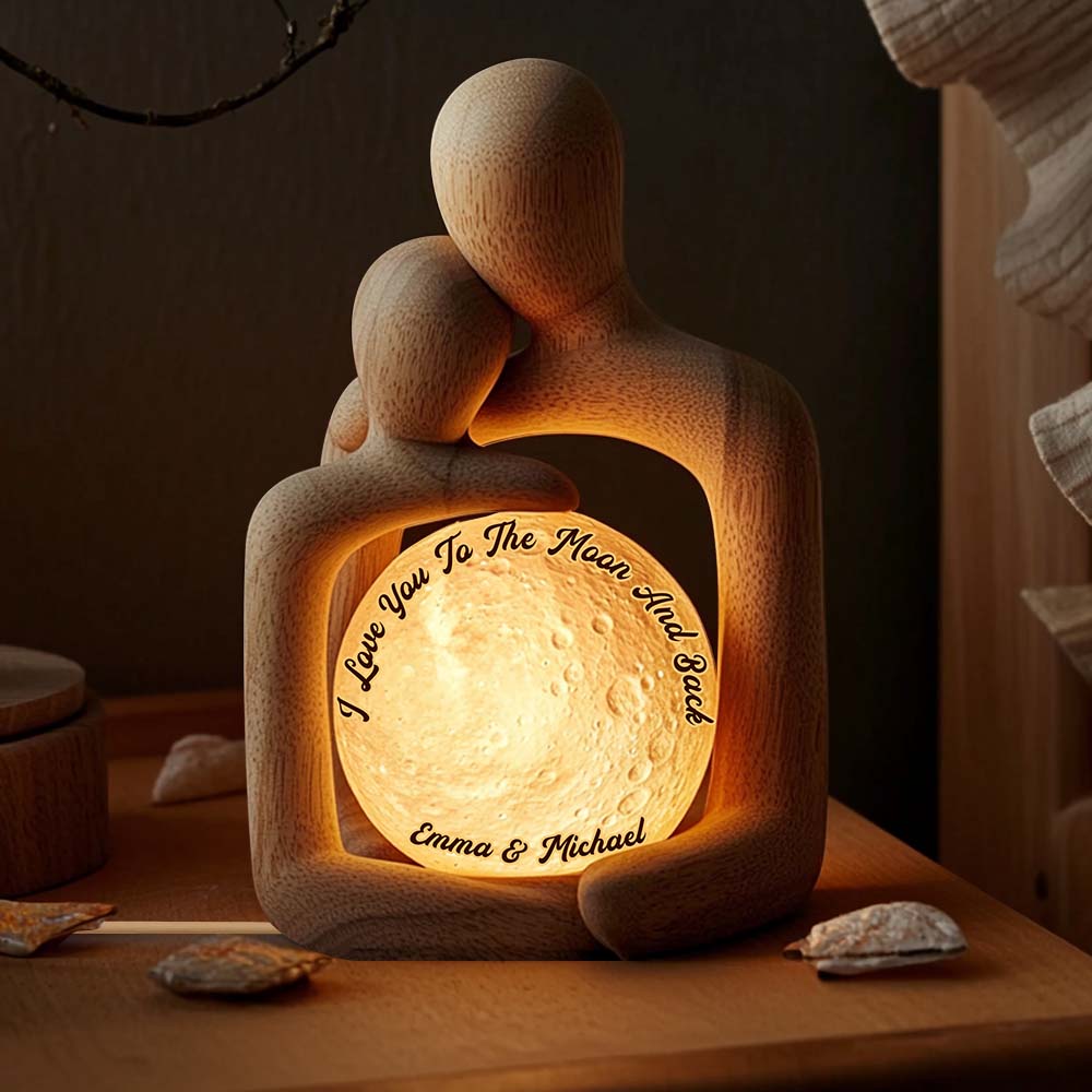 Ich liebe dich bis zum Mond und zurück – Personalisierte LED-Nachtleuchte aus Acryl für Paare