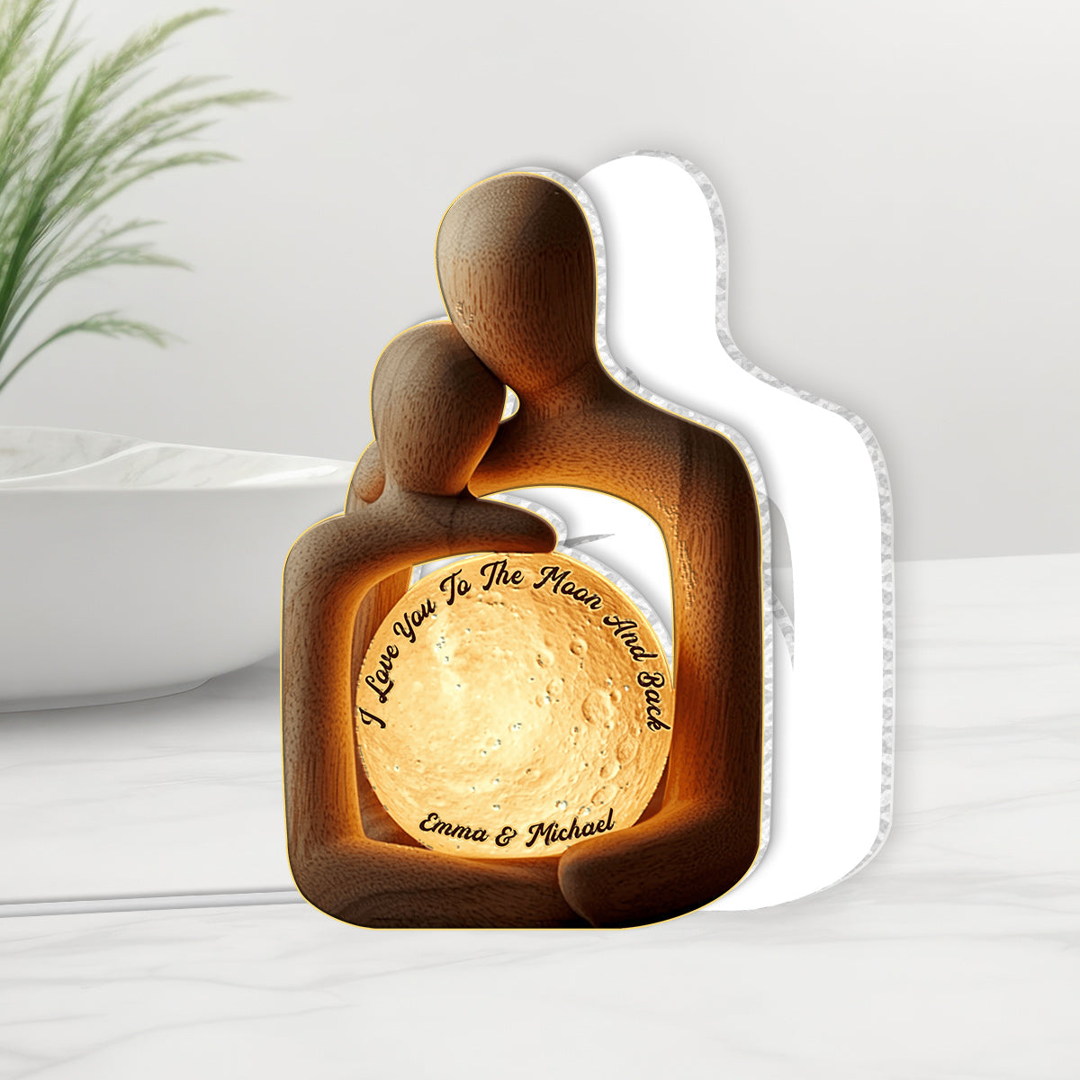 Ich liebe dich bis zum Mond und zurück – Personalisierte LED-Nachtleuchte aus Acryl für Paare