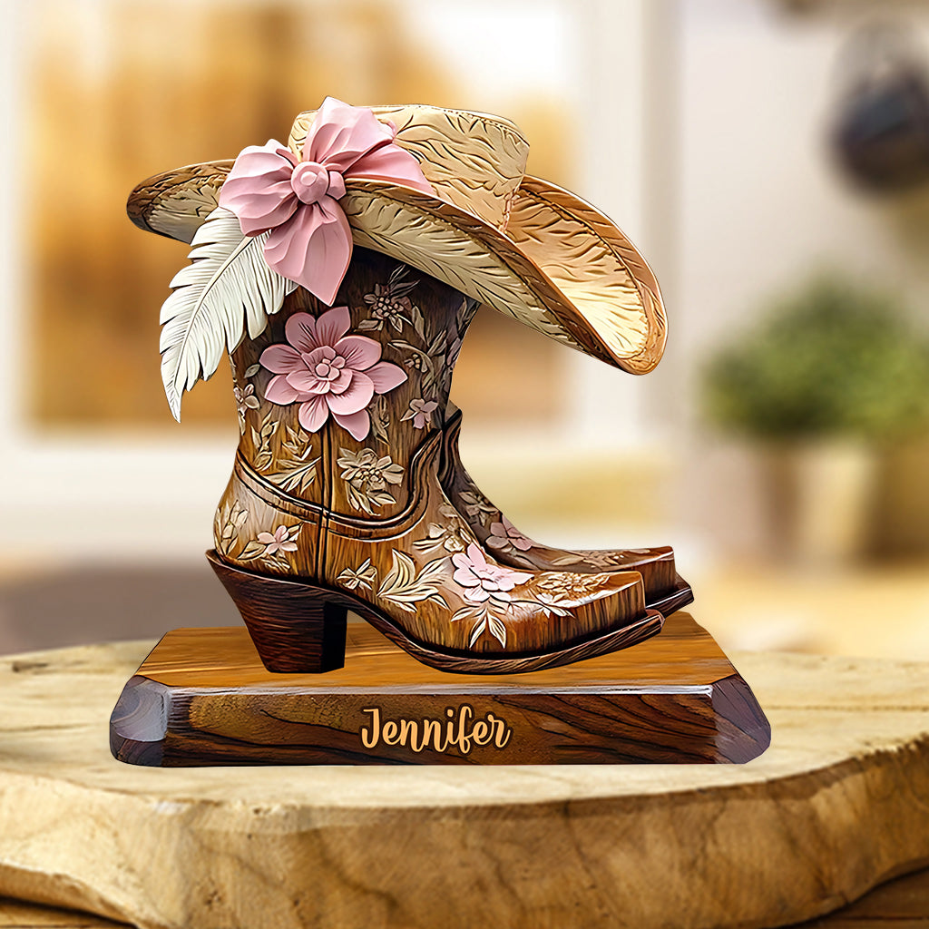 Cowgirl Boots - Personalized Cowgirl Custom Shaped Acrylic Plaque