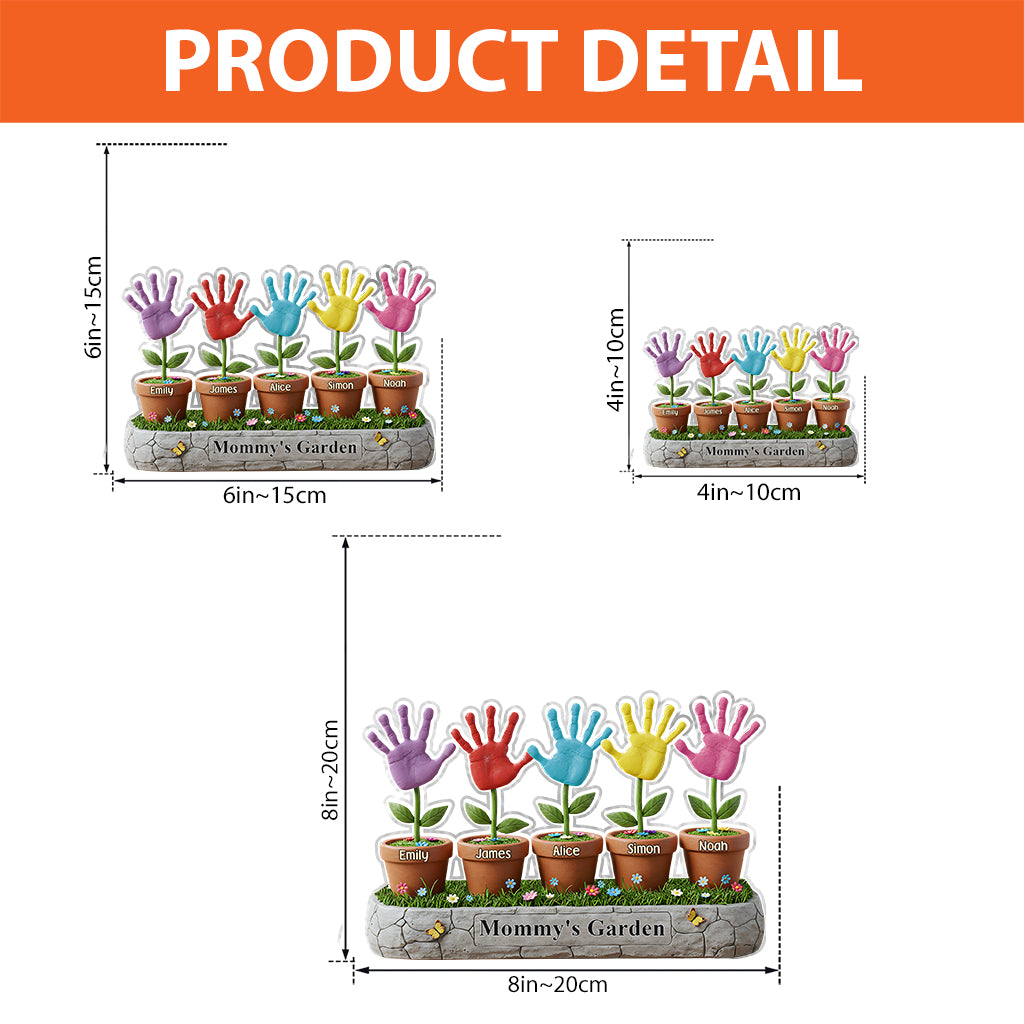 Beautiful Garden Kid Handprint Gift For Mom, Grandma - Personalized Mother Custom Shaped Acrylic Plaque
