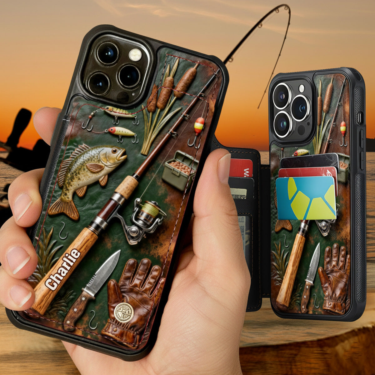 Liebe zum Angeln – Personalisierte Handyhülle mit Angelmotiv