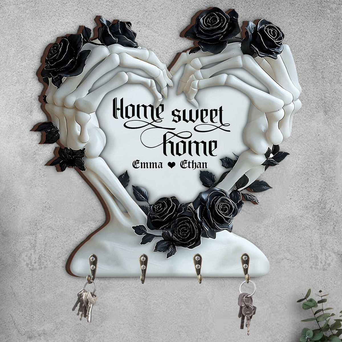 Bis dass der Tod uns scheidet – Personalisierter Totenkopf-Schlüsselanhänger