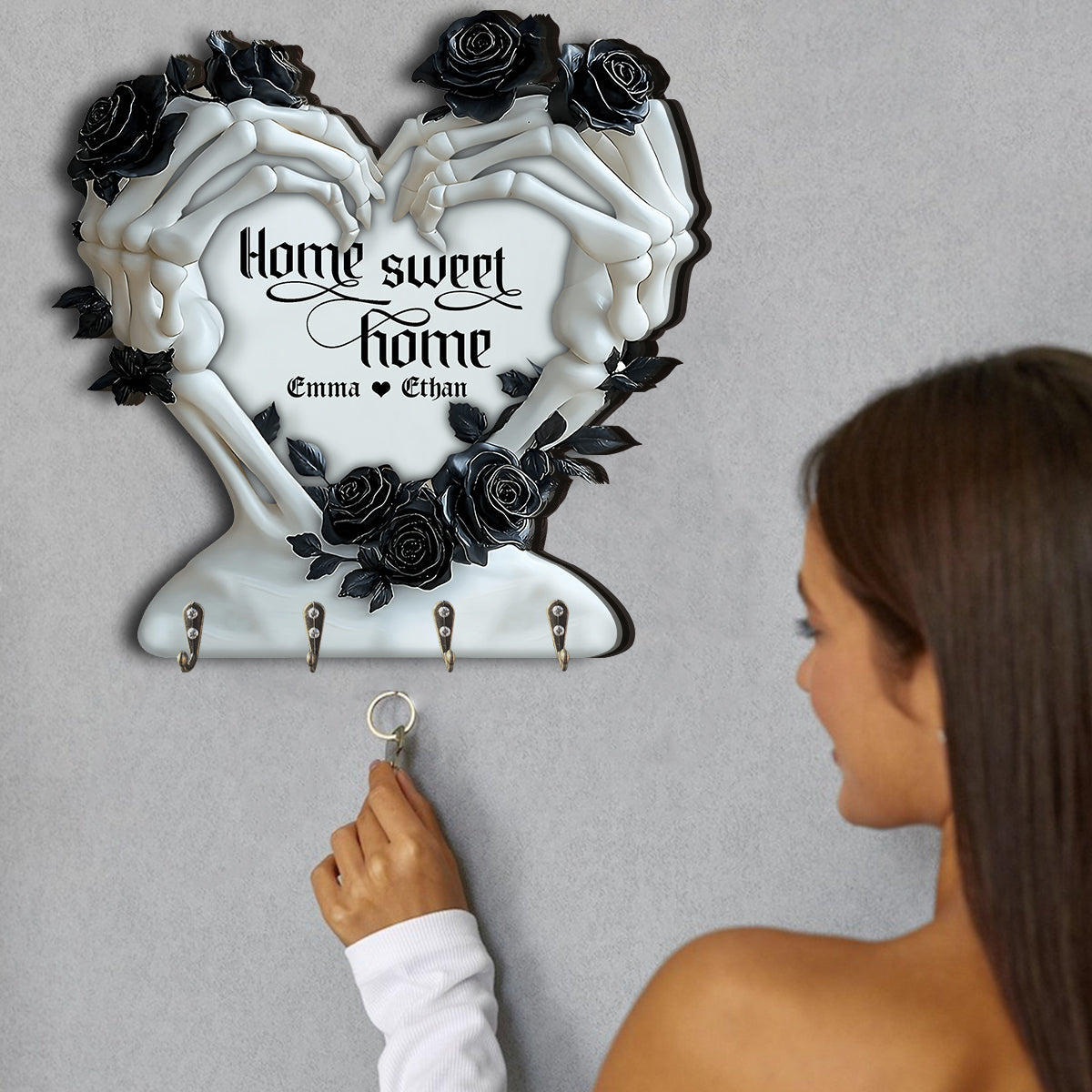 Bis dass der Tod uns scheidet – Personalisierter Totenkopf-Schlüsselanhänger