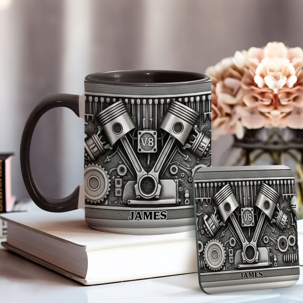 Für Autoliebhaber – Personalisierte Tasse und Untersetzer mit Automotiv