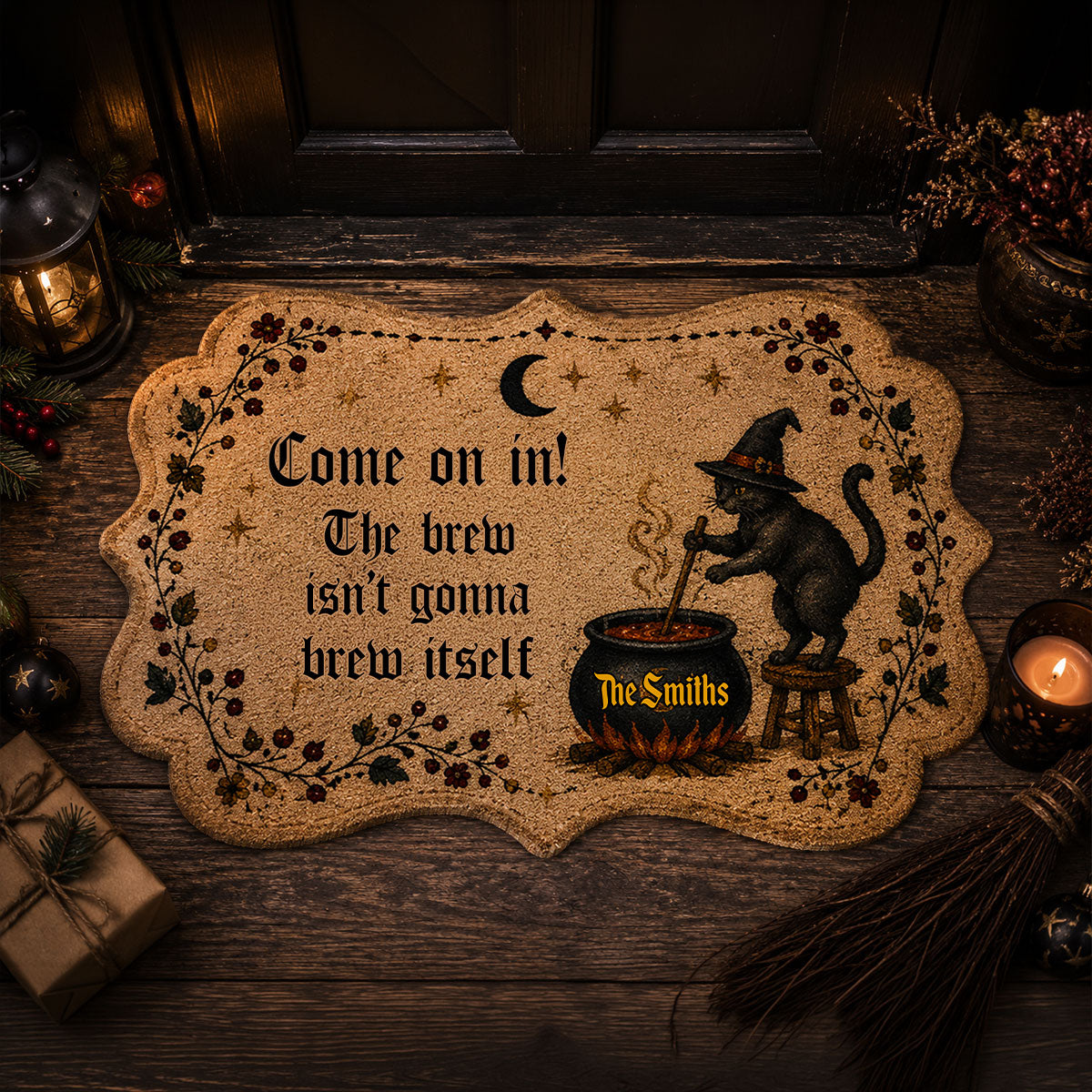 Come On In The Brew Doesn't Brew Itself - Personalized Witch Non-Slip Tufted Rug
