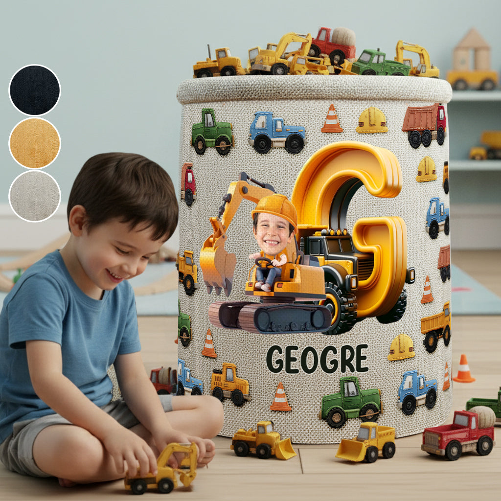 Construction Machines - Personalized Kid Storage Basket