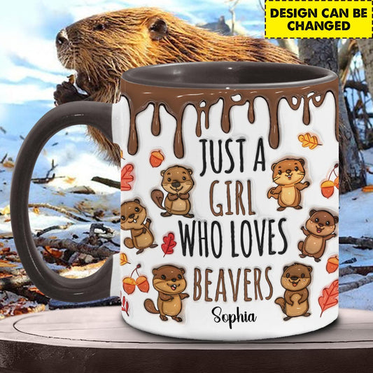 Just A Girl Who Loves Beavers - Personalized Accent Mug